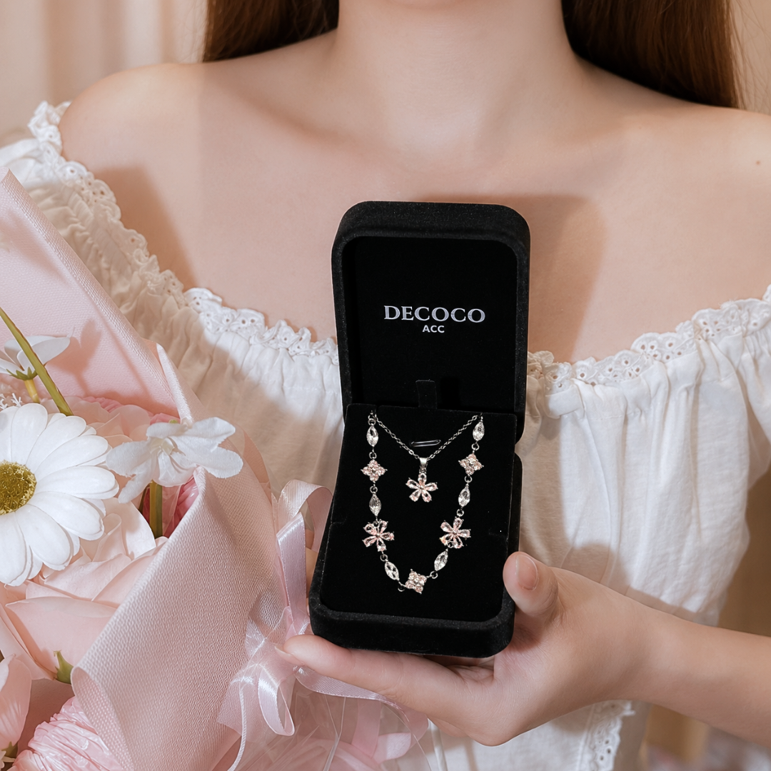 Set FLOWER hoa 5 cánh - Dây chuyền và khuyên tai - 8