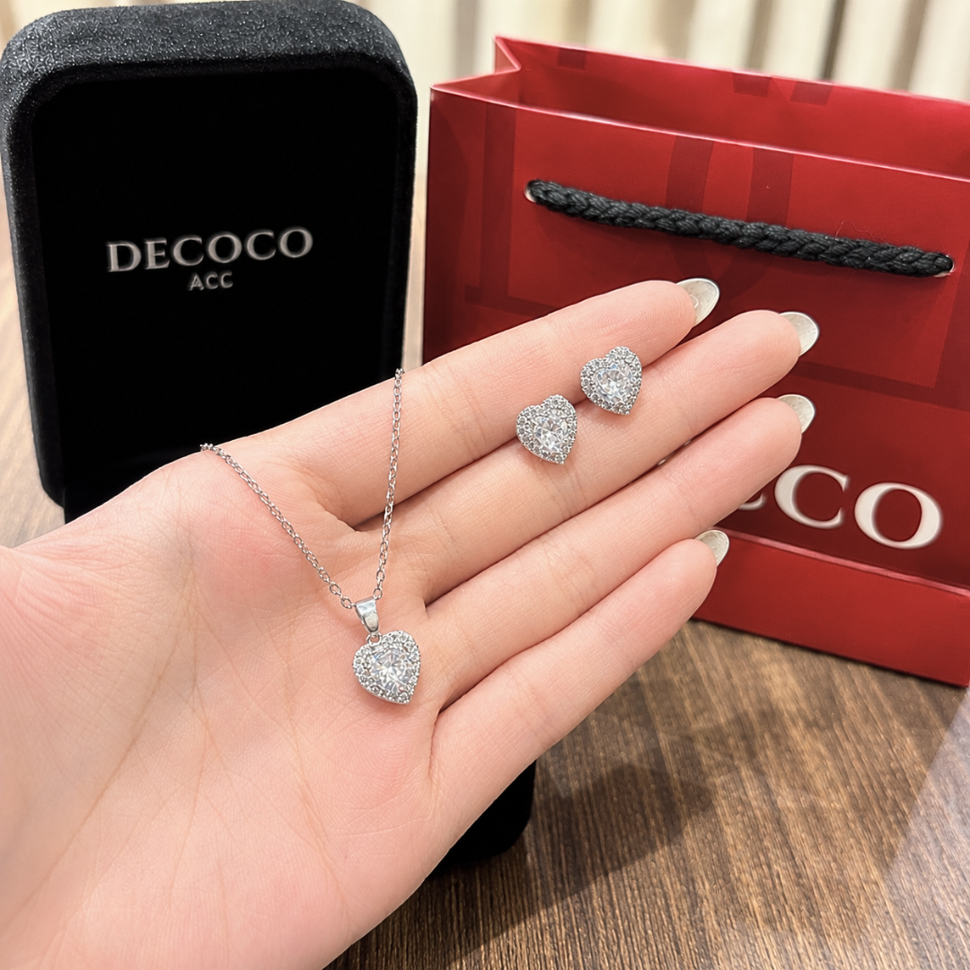 Set LIBI đá trái tim - Dây chuyền và khuyên tai - 9