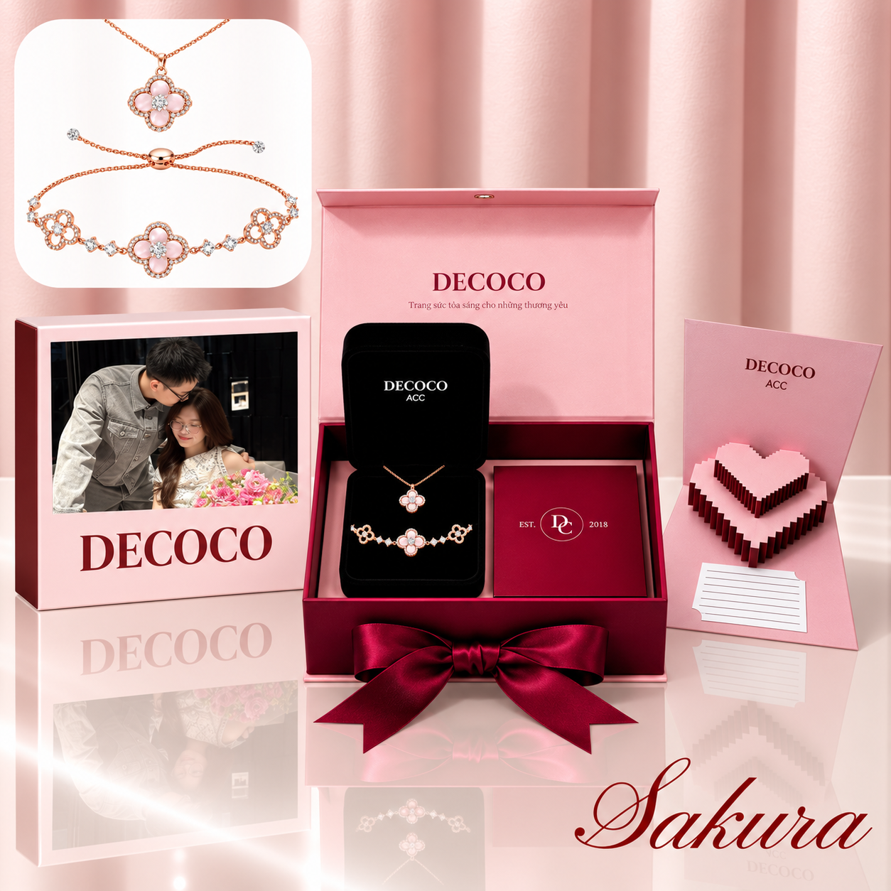 Set SAKURA hoa anh đào - Dây chuyền và vòng tay